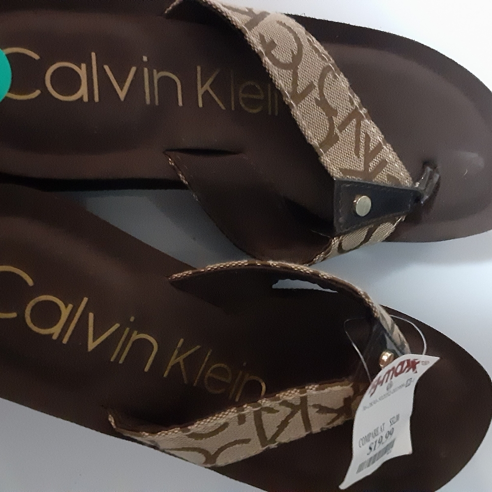 Calvin Klein platform flip flops